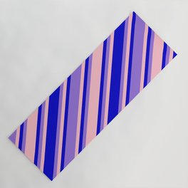 [ Thumbnail: Pink, Blue, and Purple Colored Pattern of Stripes Yoga Mat ]