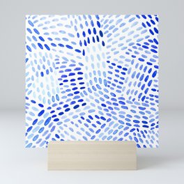 Watercolor dotted lines - blue Mini Art Print