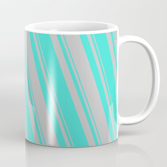 Turquoise and Grey Colored Stripes/Lines Pattern Coffee Mug