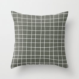 Dark Green White Thin Checkerboard Square Grid Pattern 2023 Color of the Year Valspar Flora 5004-2C Throw Pillow