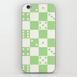 Checkered Dice Pattern (Creamy Milk & Spring Green Color Palette) iPhone Skin