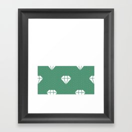 White Diamond Lace Horizontal Split on Christmas Green Framed Art Print