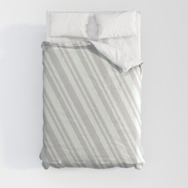 [ Thumbnail: Mint Cream and Light Gray Colored Stripes/Lines Pattern Comforter ]
