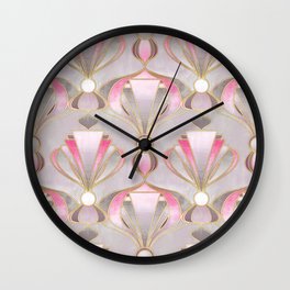 Rose Pink, Grey and Gold Art Deco Wall Clock