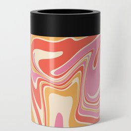 Psychedelic Pink Retro Swirl Can Cooler