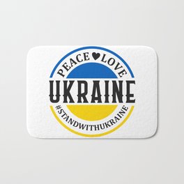 Peace love Ukraine standwithukraine blue yellow Bath Mat