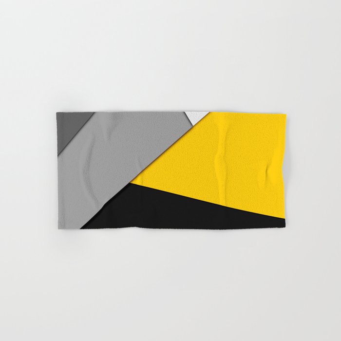 Simple Modern Gray Yellow and Black Geometric Hand & Bath Towel