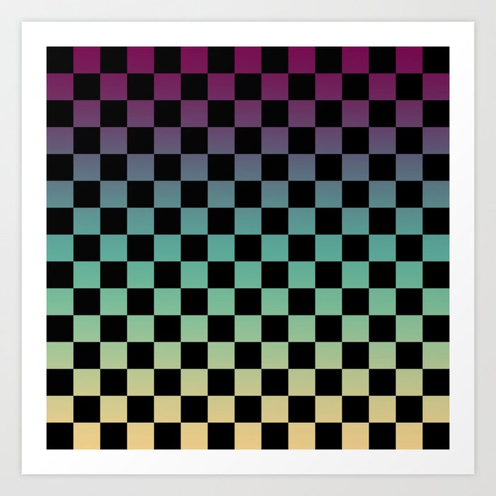 Color Gradient Checker Pattern Art Print By Alphaomega Society6
