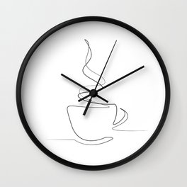Minimal Coffee Line Art Wall Clock