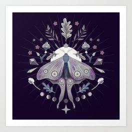 Mysterious Moth - dark colors Art Print