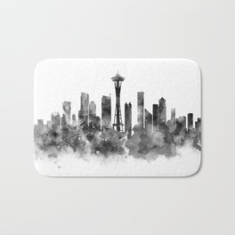Seattle Black and White Bath Mat | Seattle, Painting, Unitedstates, Ink, Cityscape, Mapart, Design, Skyscraper, Landmarks, Black And White 