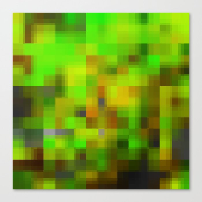 graphic design geometric pixel square pattern abstract in green brown Canvas Print