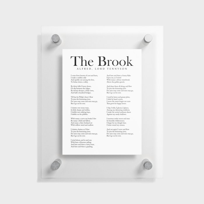 The Brook - Alfred, Lord Tennyson Poem - Literature - Typography Print 1 Floating Acrylic Print