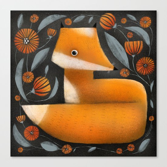 FOX & FLOWERS Canvas Print