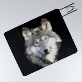 Spiked Gray Wolf Picnic Blanket