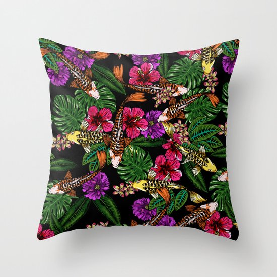 Tropical Koi Throw Pillow