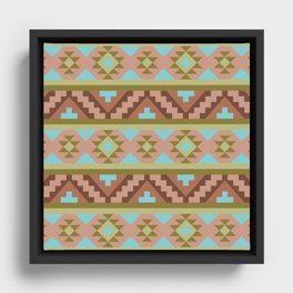 Beautiful Turquoise Pattern Design Framed Canvas