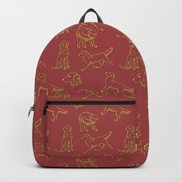 Golden Retriever Pattern (Terracotta Red Background) Backpack | Simple, Red, Golden, Minimal, Pattern, Dog, Retriever, Gold, Funny, Terracotta 