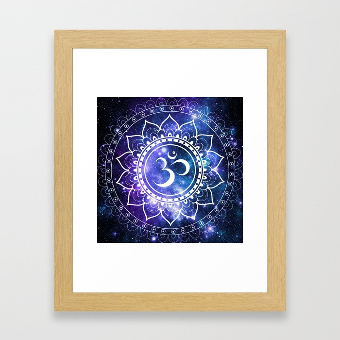 Om Mandala: Violet & Teal Galaxy Framed Art Print