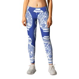 Blue Ginger Jars Chinoiserie Art Leggings