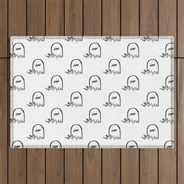 Headstone Graveyard Minimal Illustration  Outdoor Rug