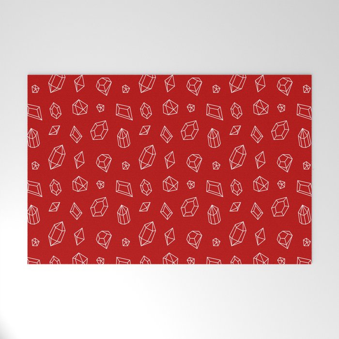 Red and White Gems Pattern Welcome Mat