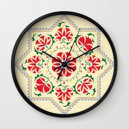 Uzbek ethnic vintage ornament suzani Wall Clock