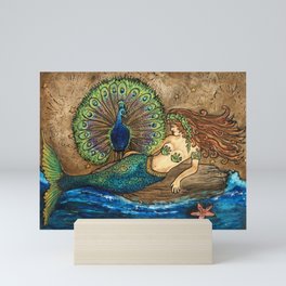 Mermaid and Peacock Mini Art Print