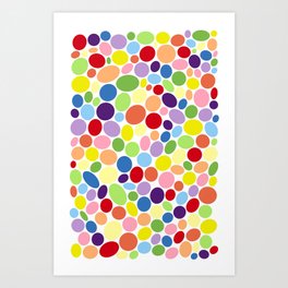 Pebbles Colorful Two White Art Print