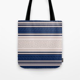 Greek Key - Meander - Blue and Beige Tote Bag