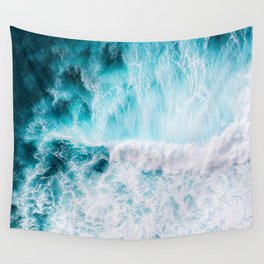 Blue Ocean Waves Foam Hawaiian Beach Warm Summer Water Wave Wall Tapestry