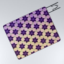 Modern Geometric Daisies Ombre Purple Lavender Lime Green Picnic Blanket