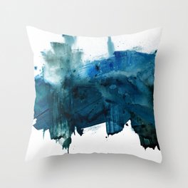 Change: A minimal abstract acrylic painting in blue and green by Alyssa Hamilton Art Throw Pillow