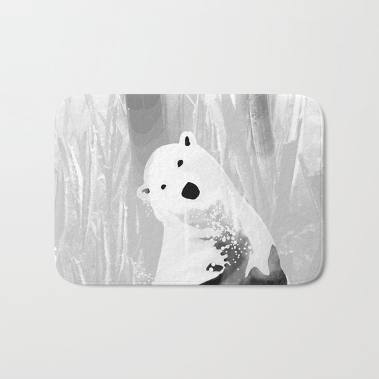 Unique Black and White Polar Bear Design Bath Mat