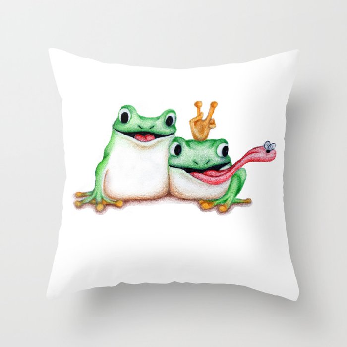 Cartoon Frogs  Throw Pillow