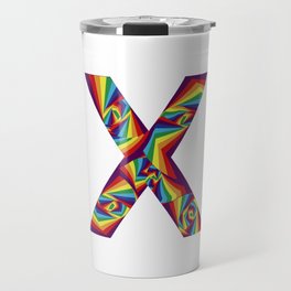  capital letter X with rainbow colors and spiral effect Travel Mug