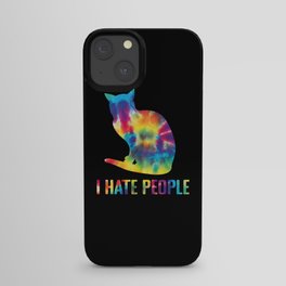 Cat I Hate People tie dye iPhone Case