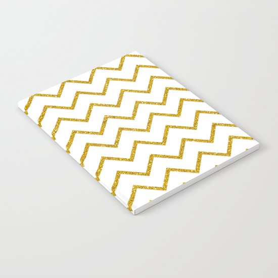 Gold glitter chevron on white - Luxury pattern Notebook