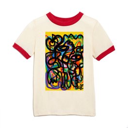 Graffiti Abstract Art Brut Line Yellow  Kids T Shirt