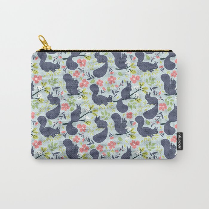 Grey flowers and squirrels Carry-All Pouch