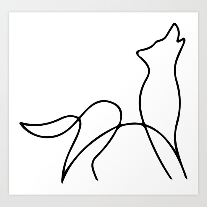Picasso wolf Art Minimal wolf Line Drawing Art Print