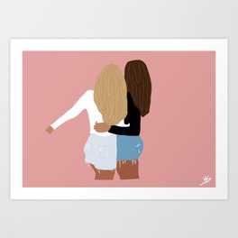 Blonde & Brunette Friendship Art Print