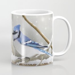 Blue Jay in Winter Coffee Mug