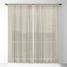 [ Thumbnail: Dim Grey & Beige Colored Lines/Stripes Pattern Sheer Curtain ]