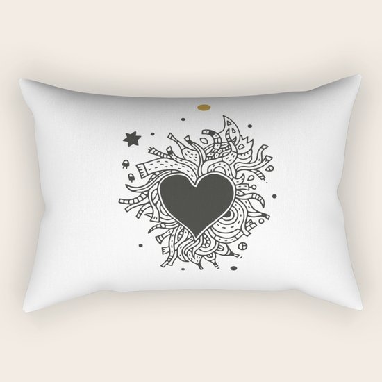 Black Heart Rectangular Pillow