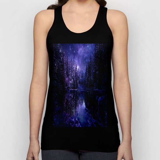 Winter Forest Deep Purple Blue Unisex Tank Top