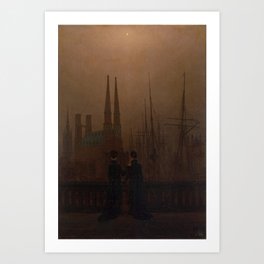 Caspar David Friedrich - Night in a Harbour.jpg Art Print
