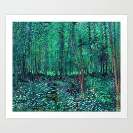 Enchanted Forest: Van Gogh Inspired Tree Print Turquoise Teal Periwinkle Art Print