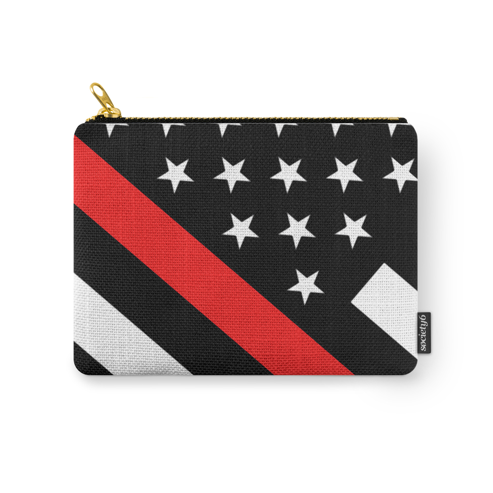 Firefighter: Black Flag & Red Line Carry-All Pouch by jsdavies