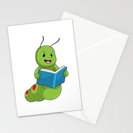 Caterpillar at Reading with Book Stationery Card